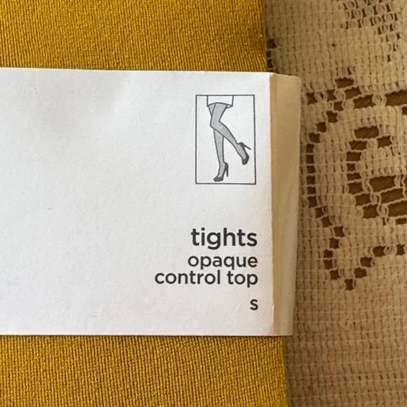 π©· JCPenney; BNWT! Mustard Colored Opaque Control Tights in Misses Size Small! - Picture 2 of 4